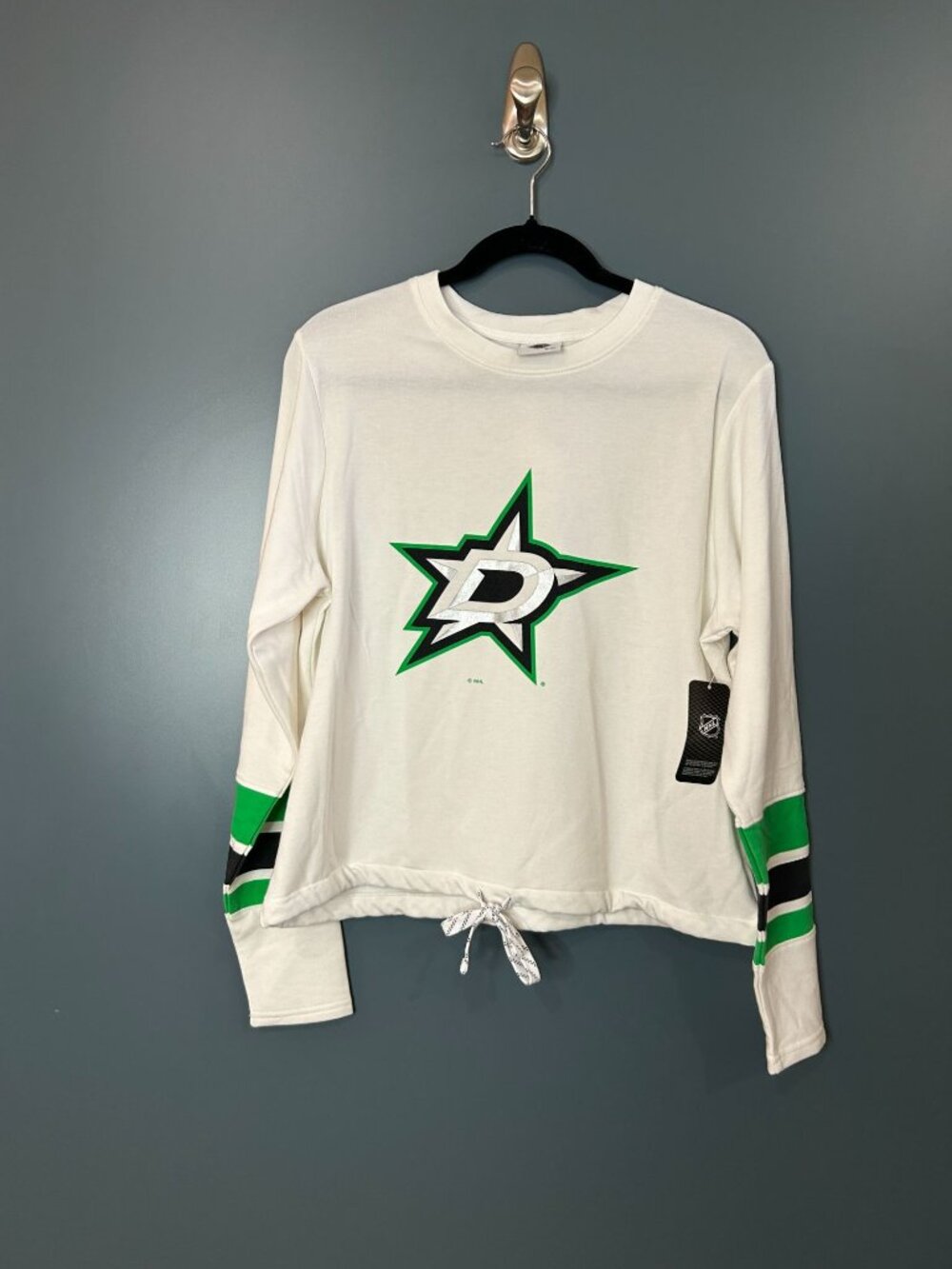 NWT NHL Dallas Stars Women's Small White Long Sleeve Fleece Crew Sweatshirt - S
